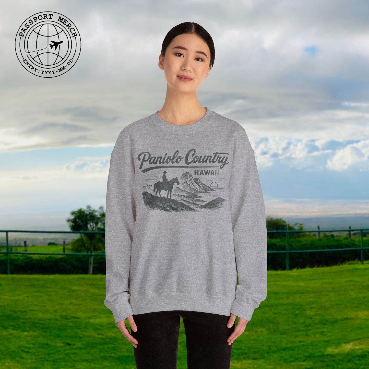 Paniolo Country Vintage Monochrome, Hawaii Crewneck