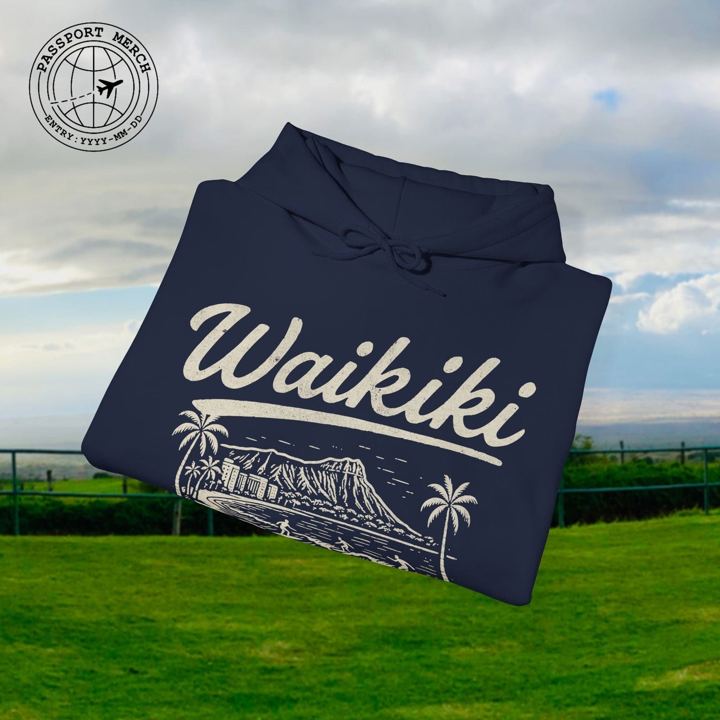 Monochrome Dreams of Waikiki, Hawaii Hoodie