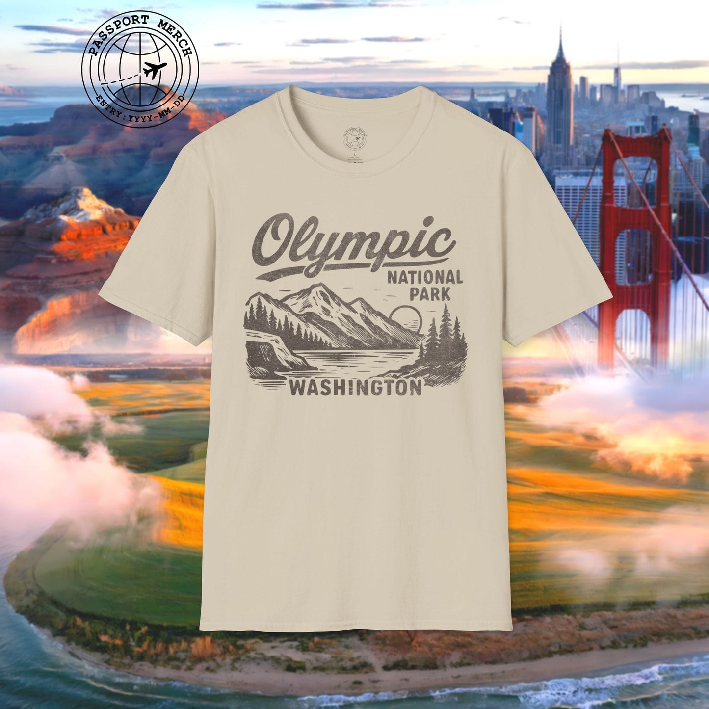 Olympic National Park Vintage Monochrome, Washington T-Shirt