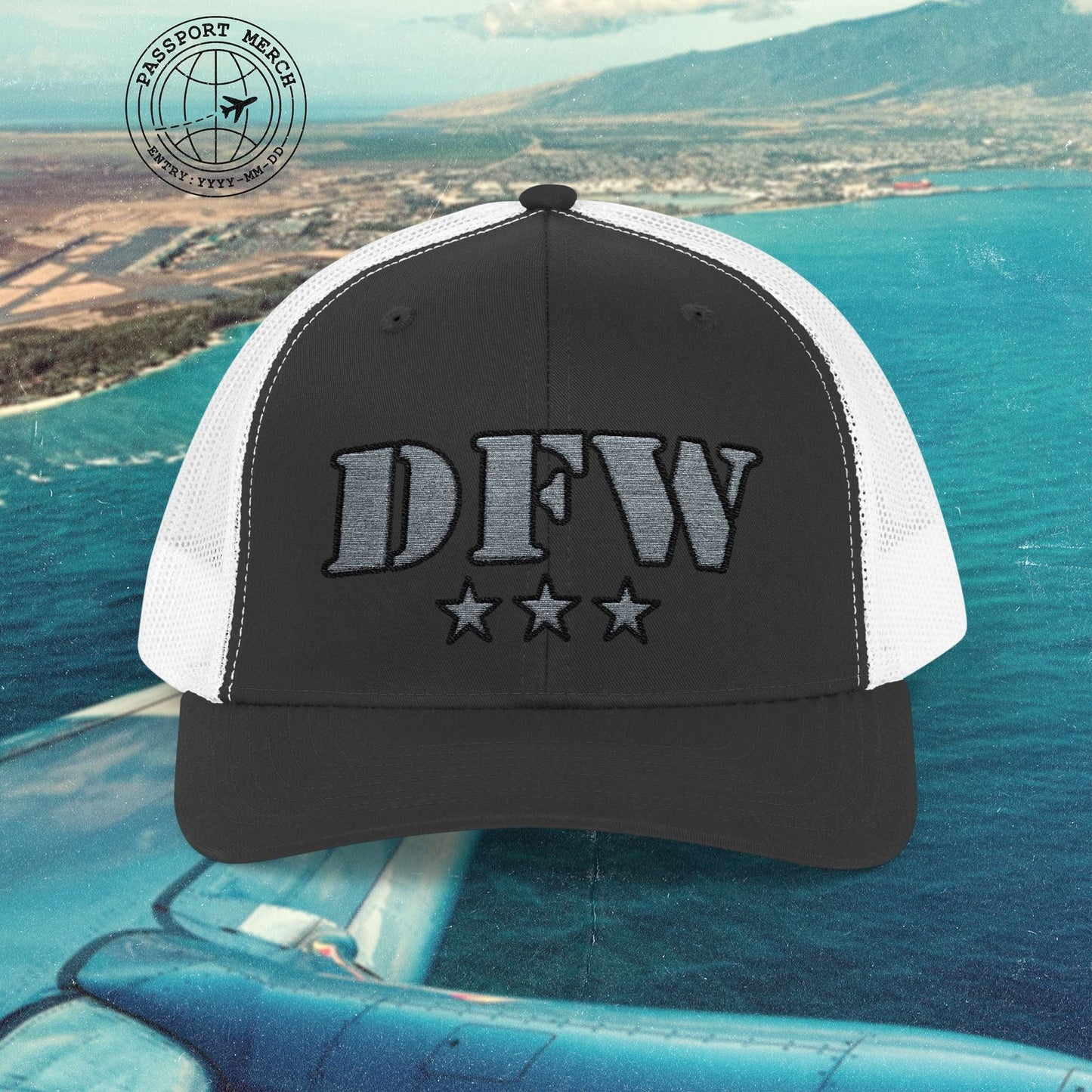 Classic Military, Dallas Fort Worth Texas Airport Code (DFW) Embroidered Trucker Hat