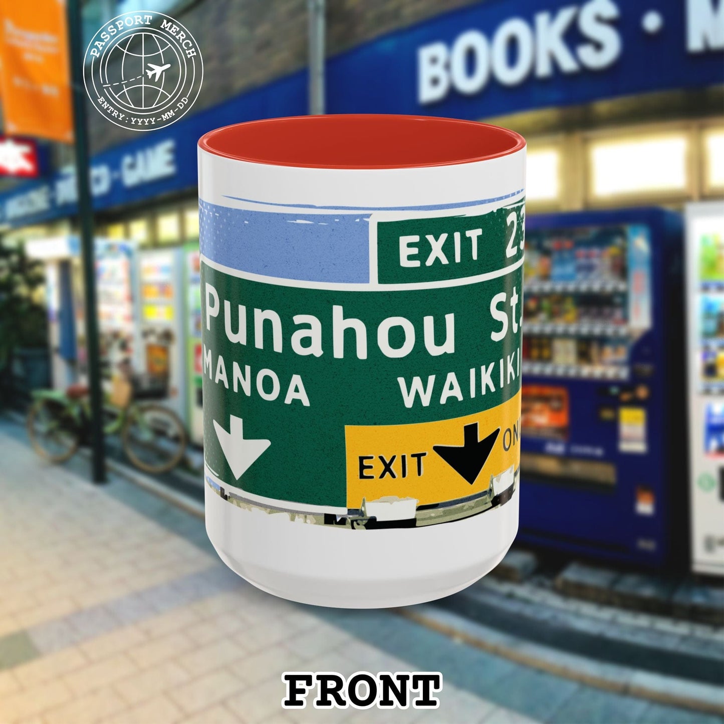 Signs of Wanderlust, Waikiki, Exit Only, Hawaii 15oz Mug