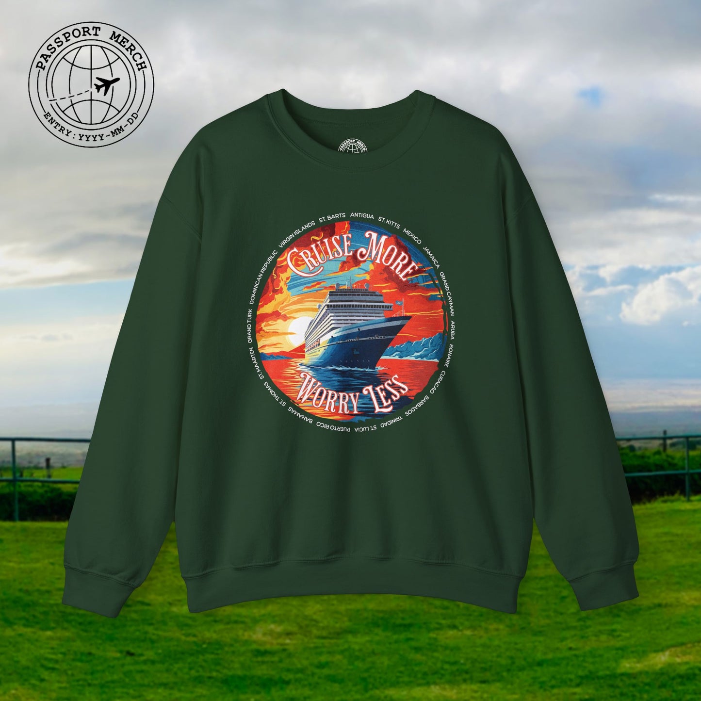 Cruise More Worry Less Caribbean Crewneck