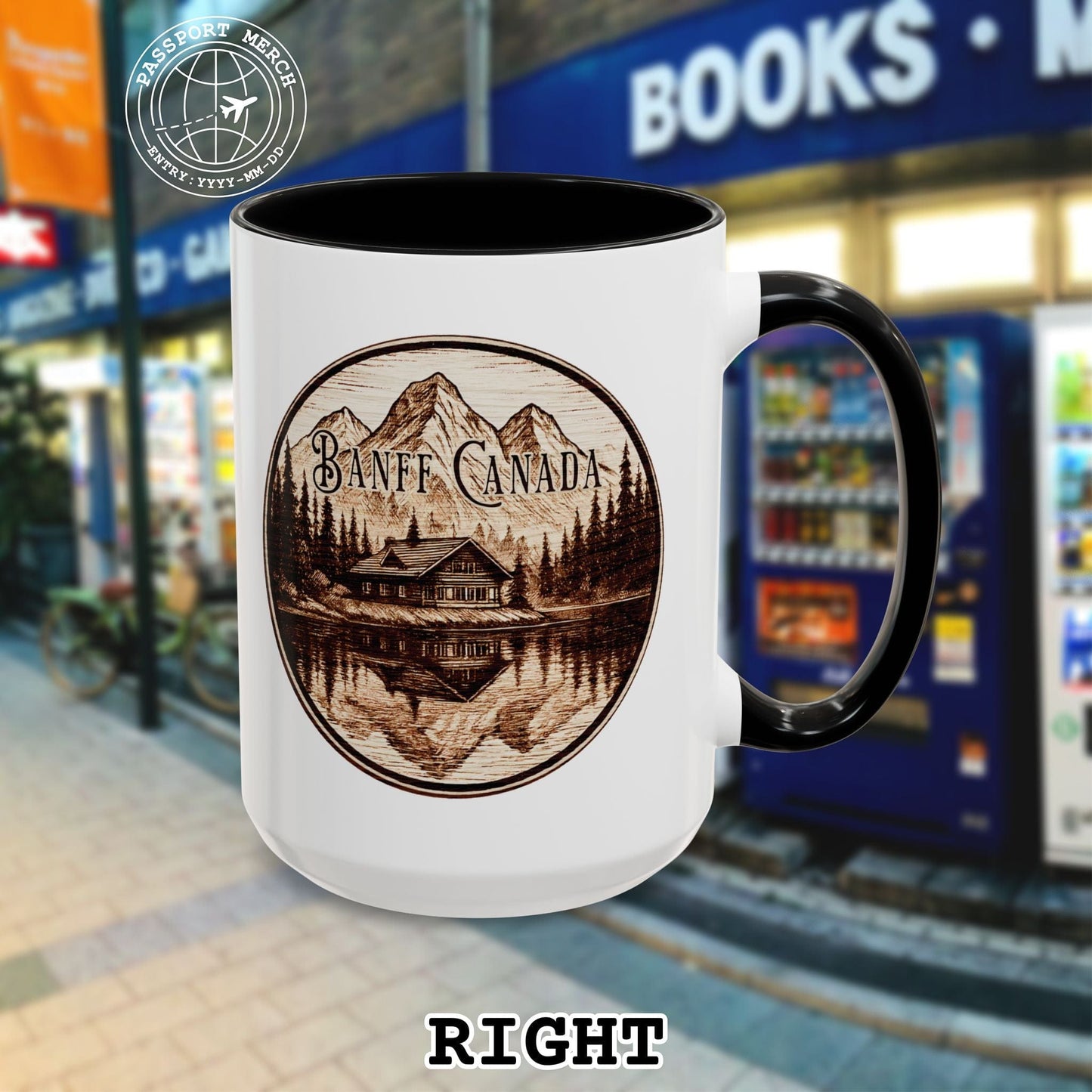 Wood Burned Badge, Banff Canada 15oz Mug