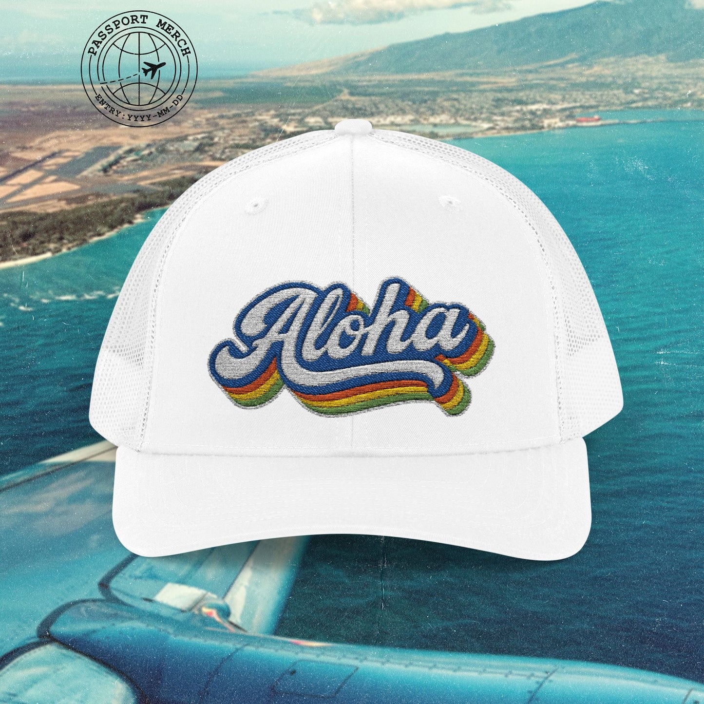 Classic 70s, Aloha, Hawaii Embroidered Trucker Hat