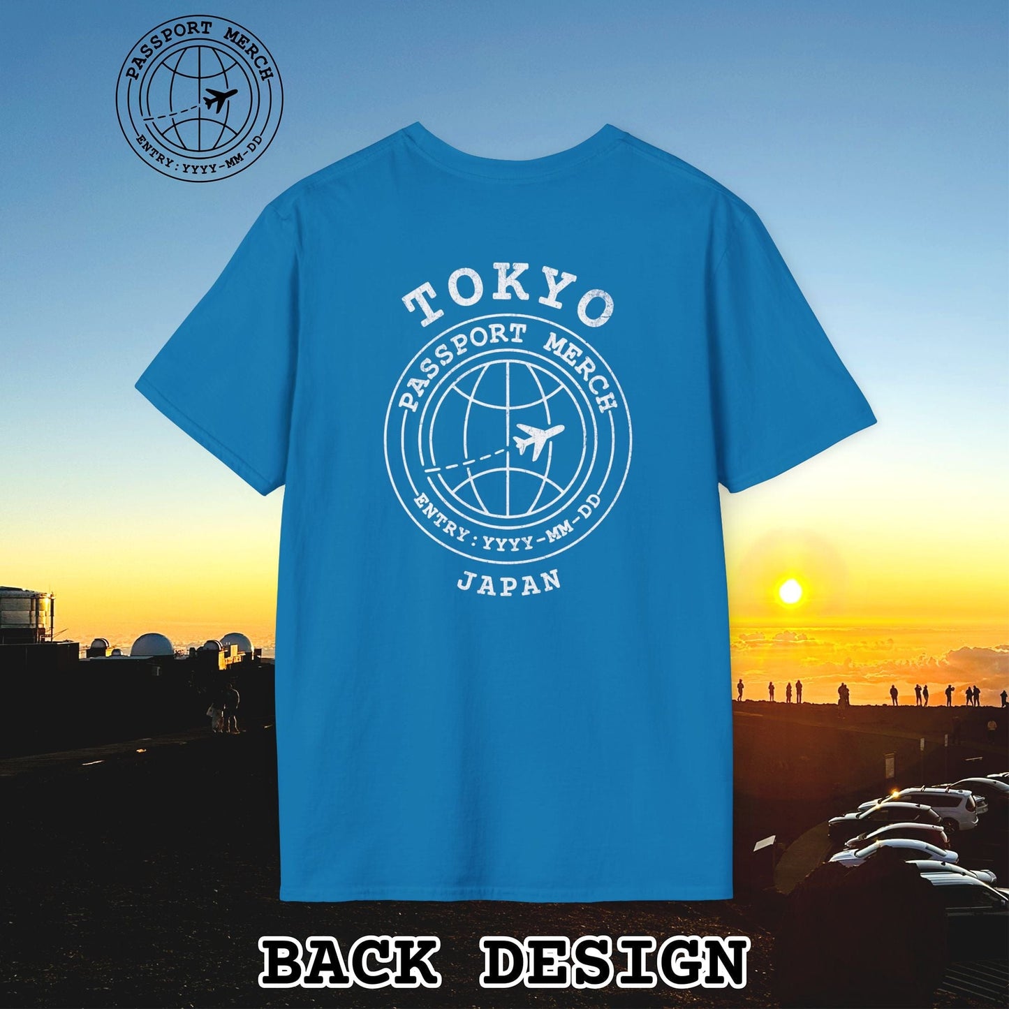 Brand Passport Stamp, Tokyo Japan, Back Print T-Shirt