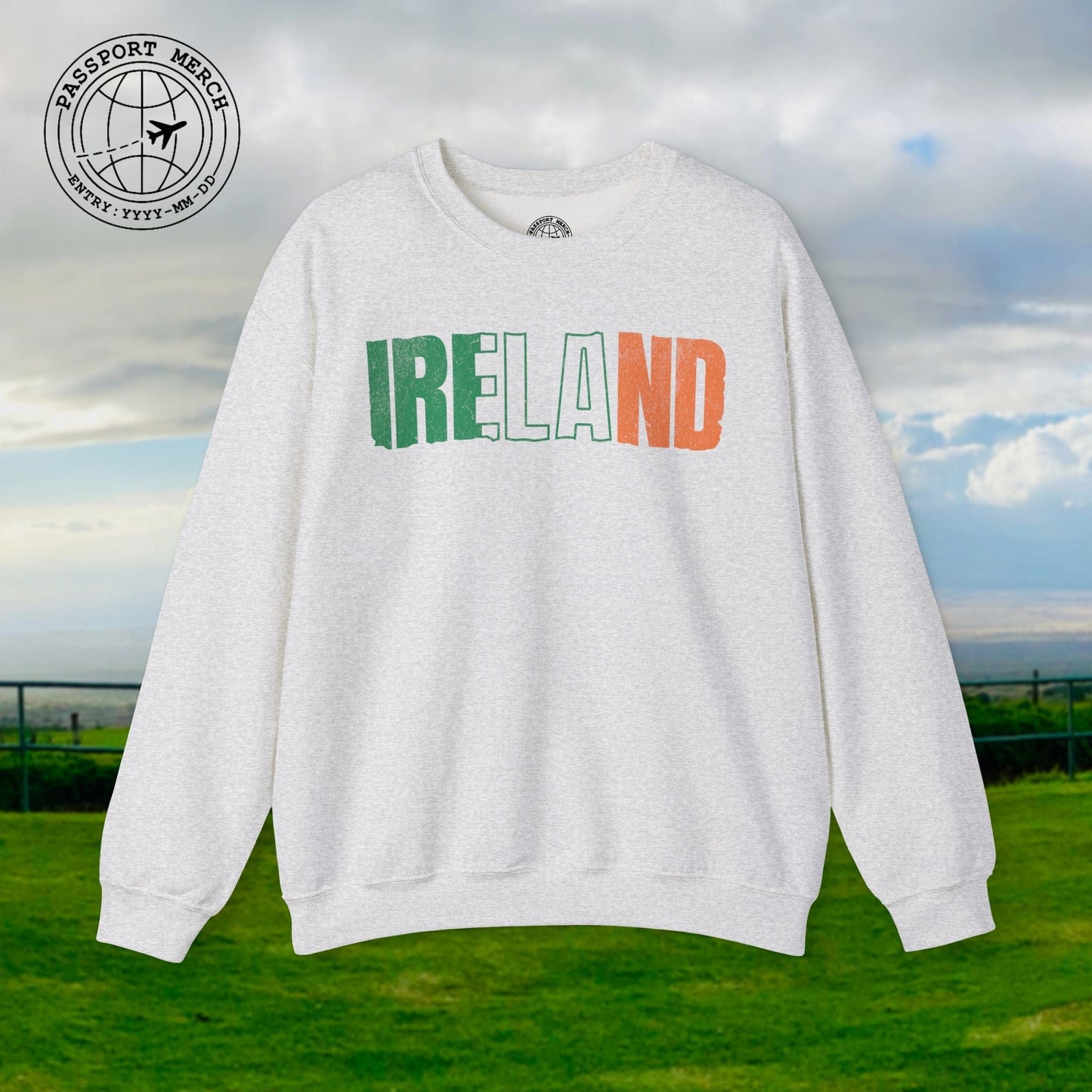 Vintage Ireland Patriotism Letter Flag Crewneck