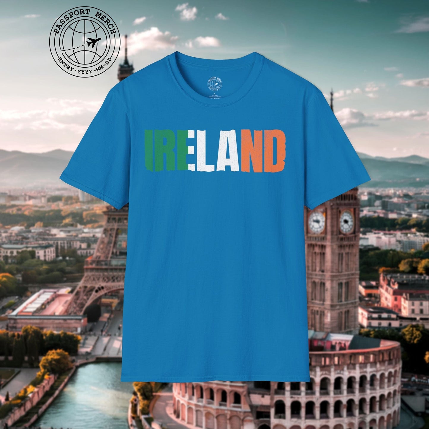 Vintage Ireland Patriotism Letter Flag T-Shirt