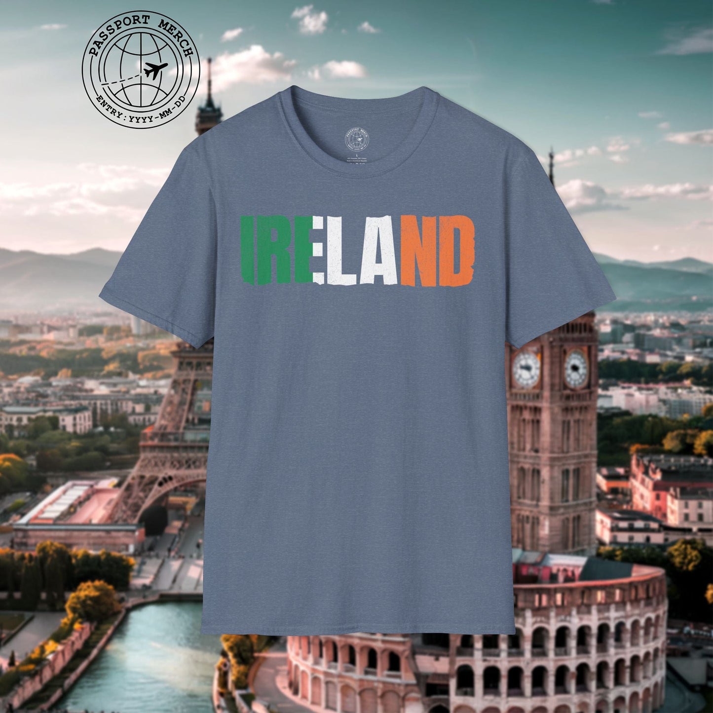 Vintage Ireland Patriotism Letter Flag T-Shirt