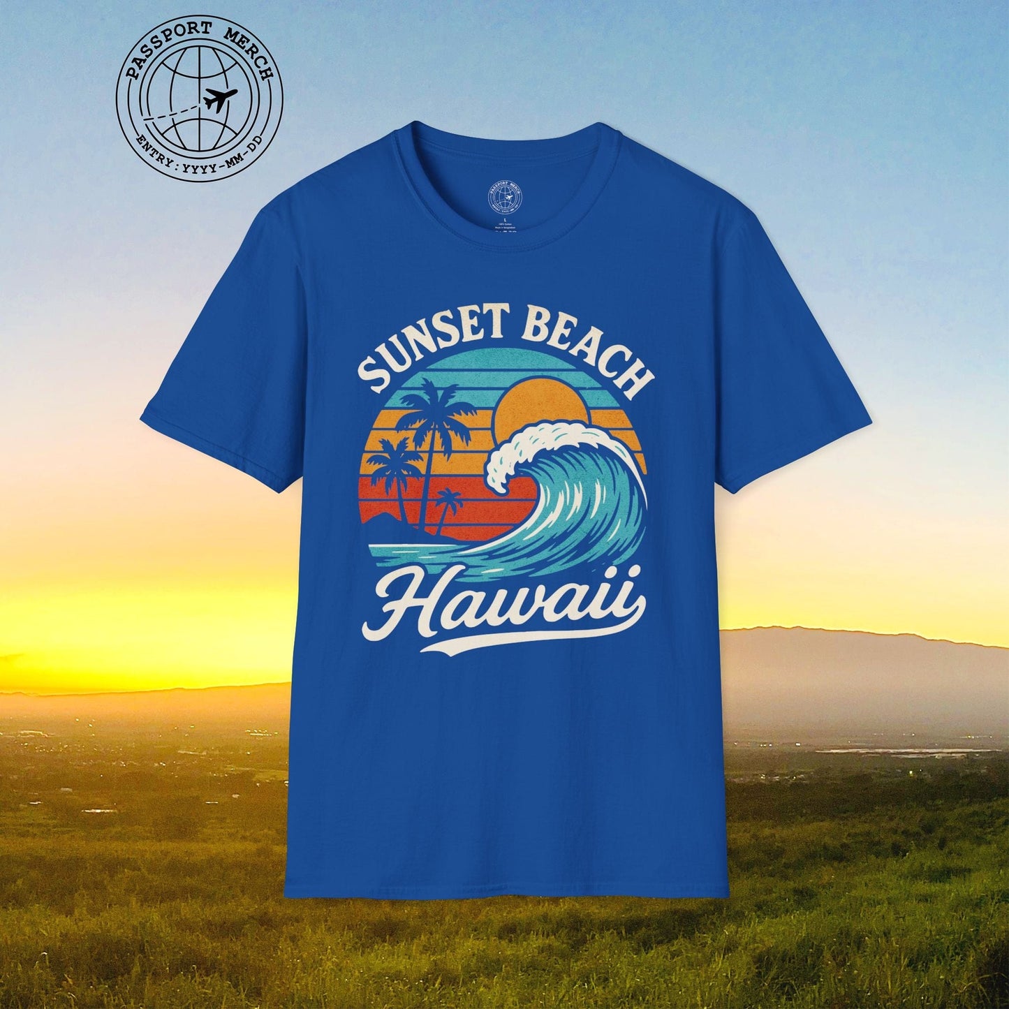 Sunset Beach, Oahu, Hawaii - Vibrant Wave Retro T-Shirt
