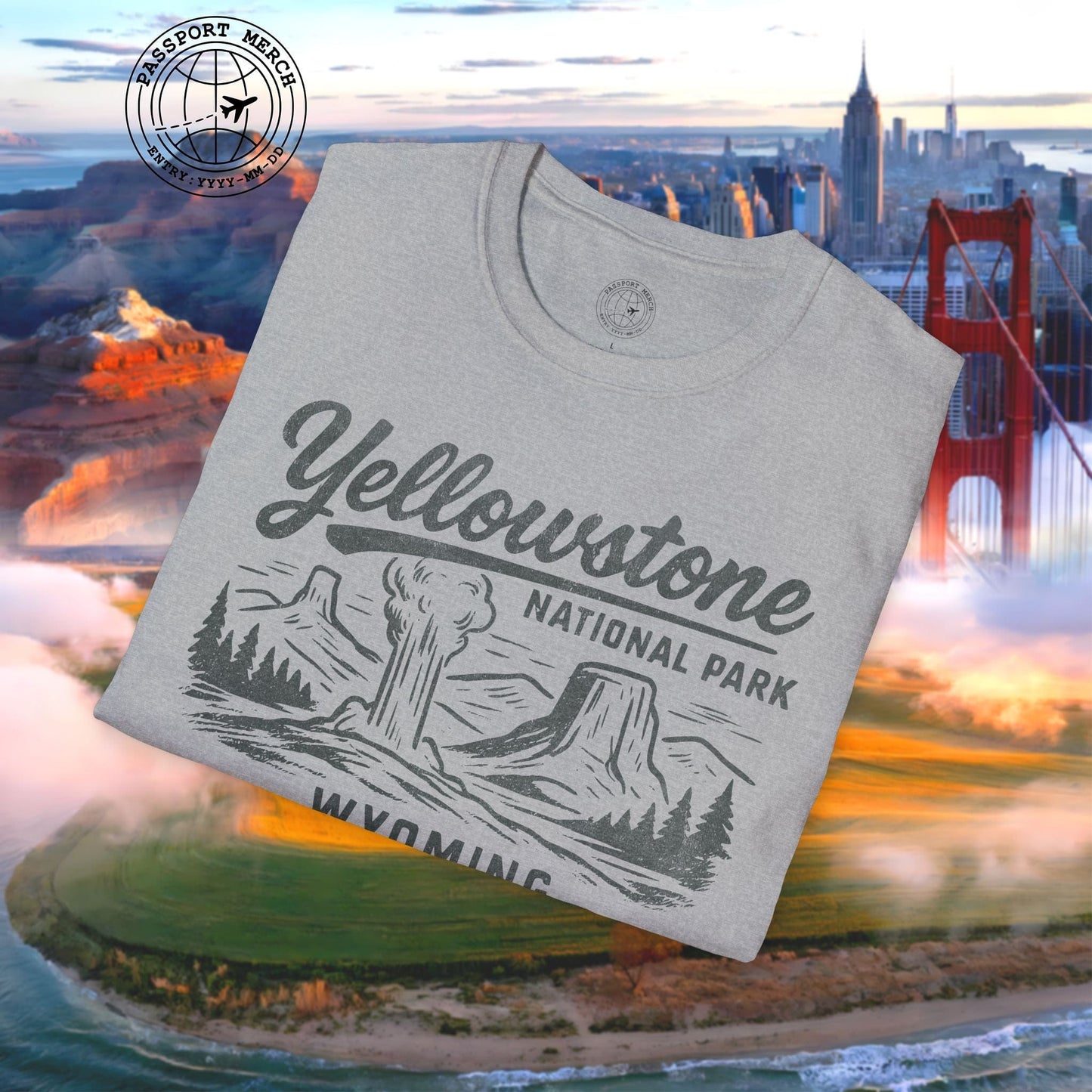 Yellowstone National Park Vintage Monochrome, Wyoming T-Shirt