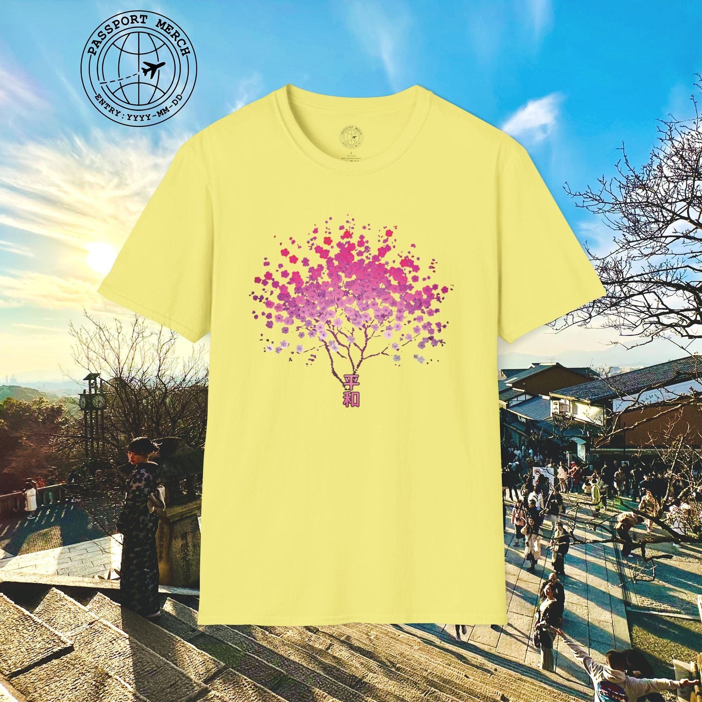 Cherry Blossoms Growing from Peace Japan T-Shirt