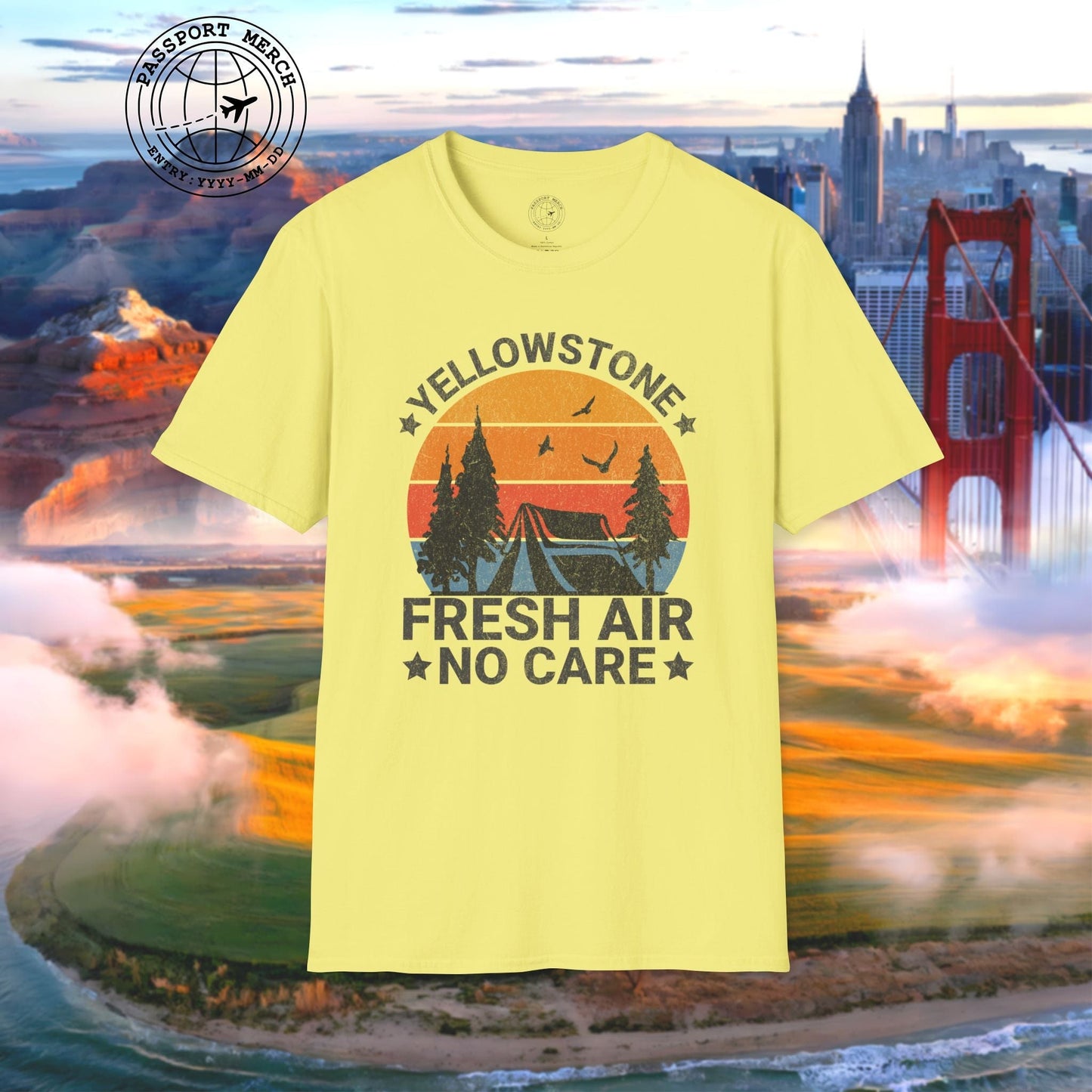 Yellowstone Fresh Air No Care Wyoming T-Shirt