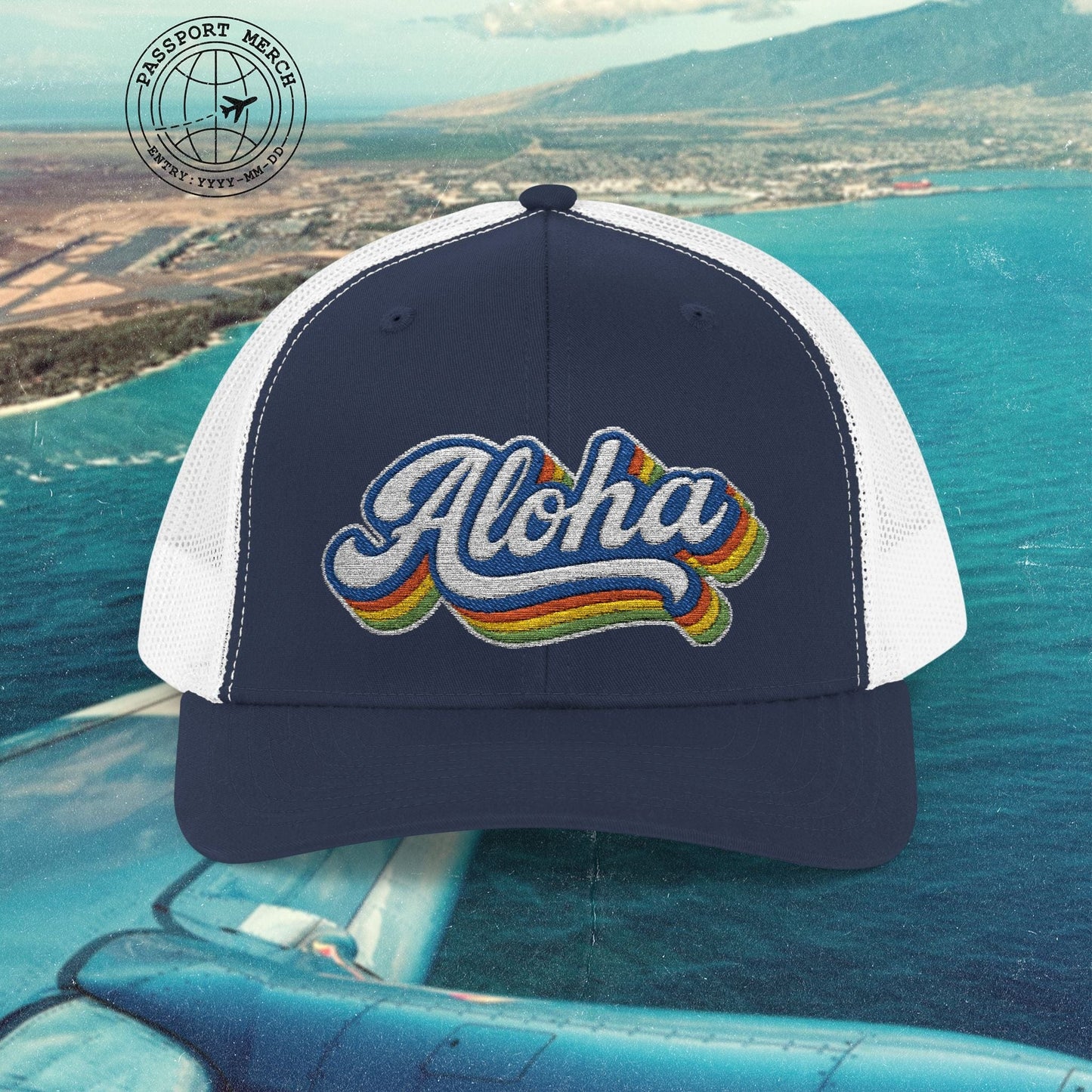 Classic 70s, Aloha, Hawaii Embroidered Trucker Hat