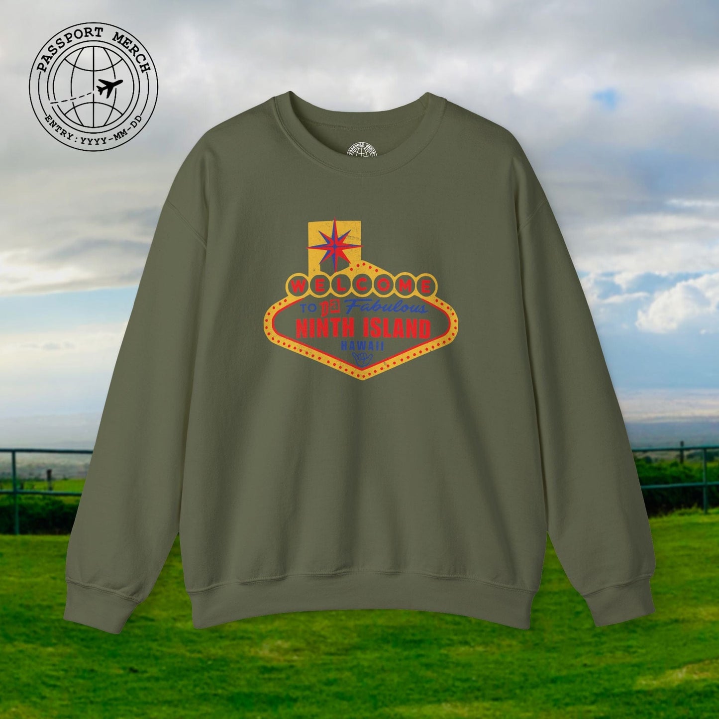 Da Fabulous Ninth Island, Hawaii (and Nevada) Crewneck