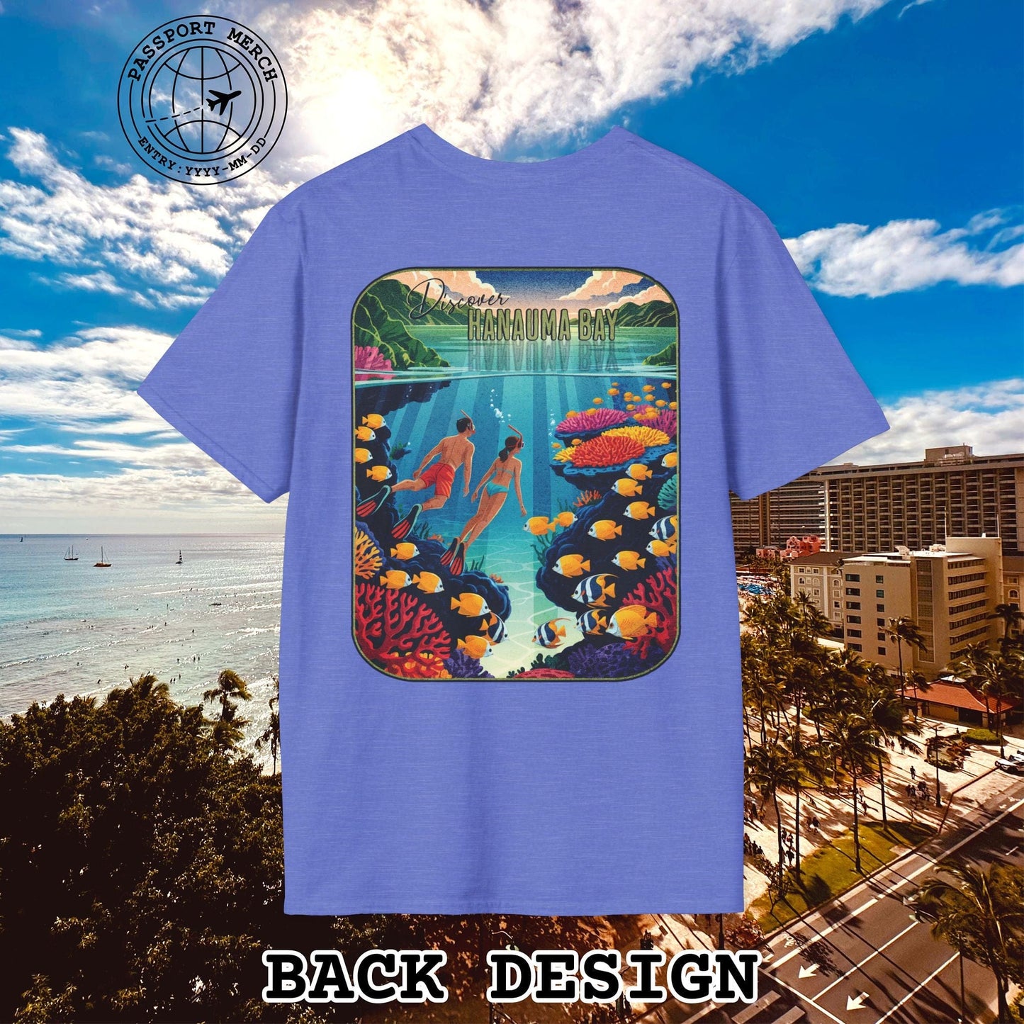 Discover Hanauma Bay, Hawaii, Back Print T-Shirt