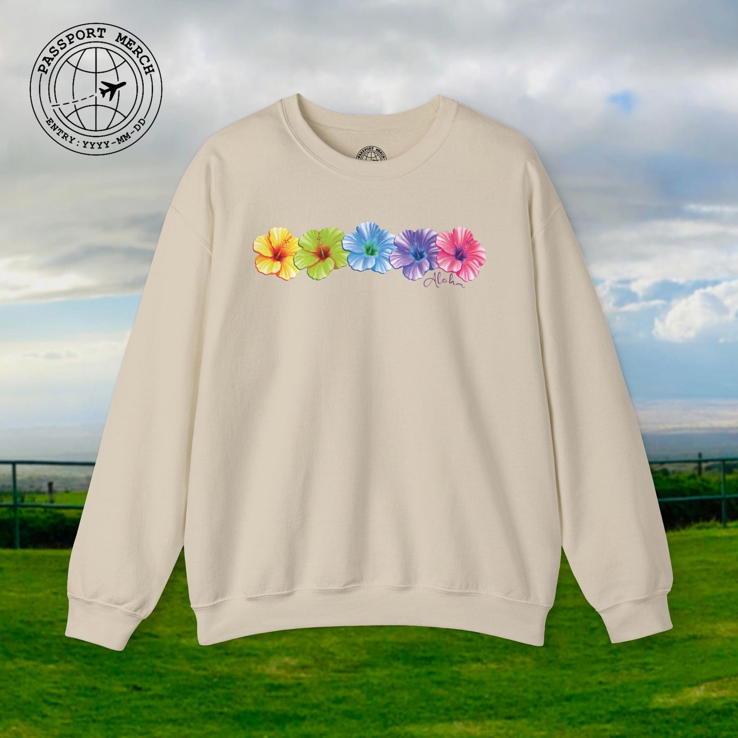Five Vibrant Hibiscus, Hawaii Crewneck