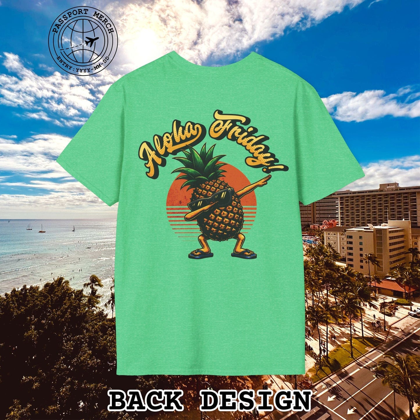 Aloha Friday Dabbing Pineapple Hawaii, Back Print T-Shirt