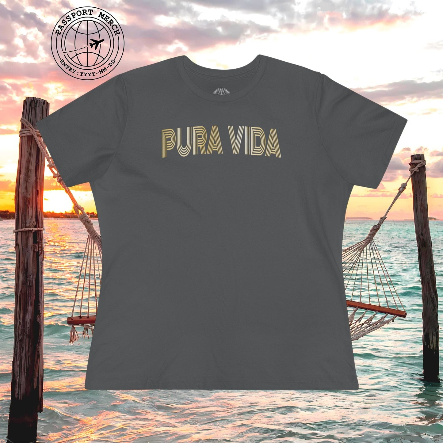 Retro Bling Pura Vida, Costa Rica, Womens Fit T-Shirt