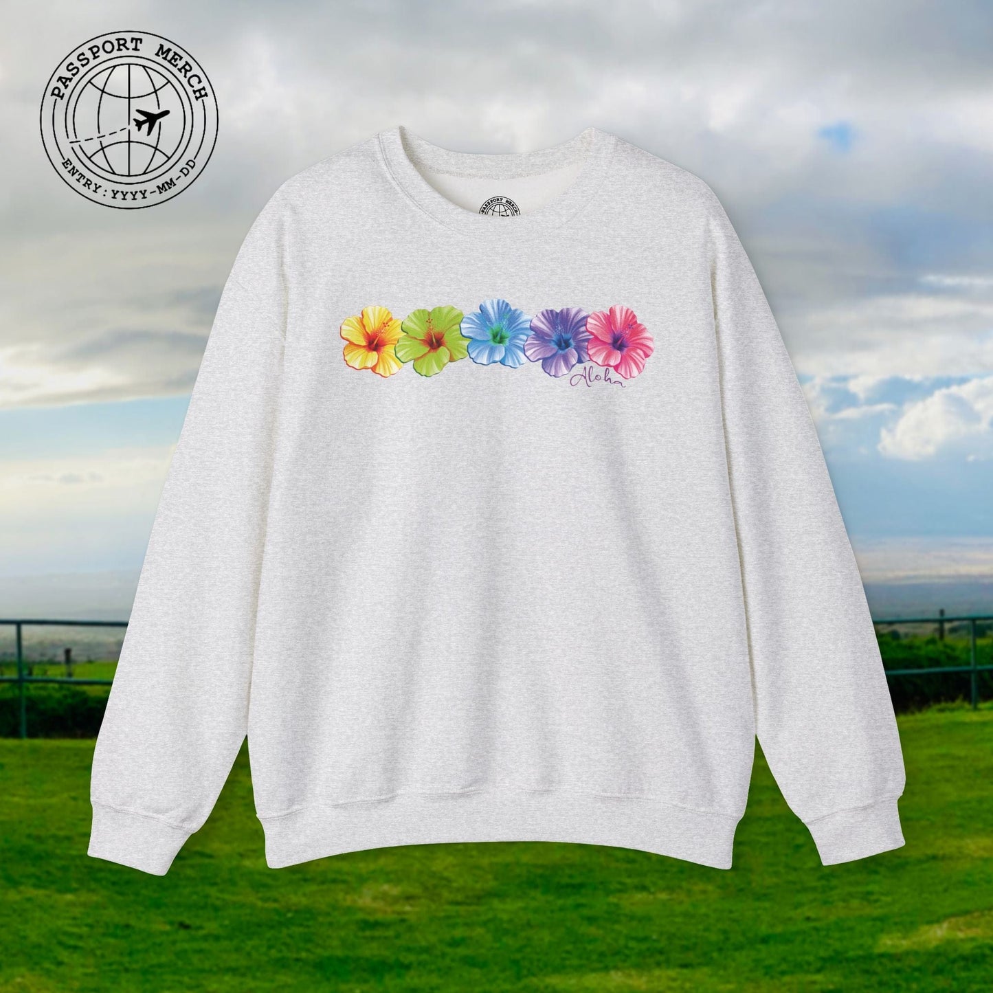 Five Vibrant Hibiscus, Hawaii Crewneck