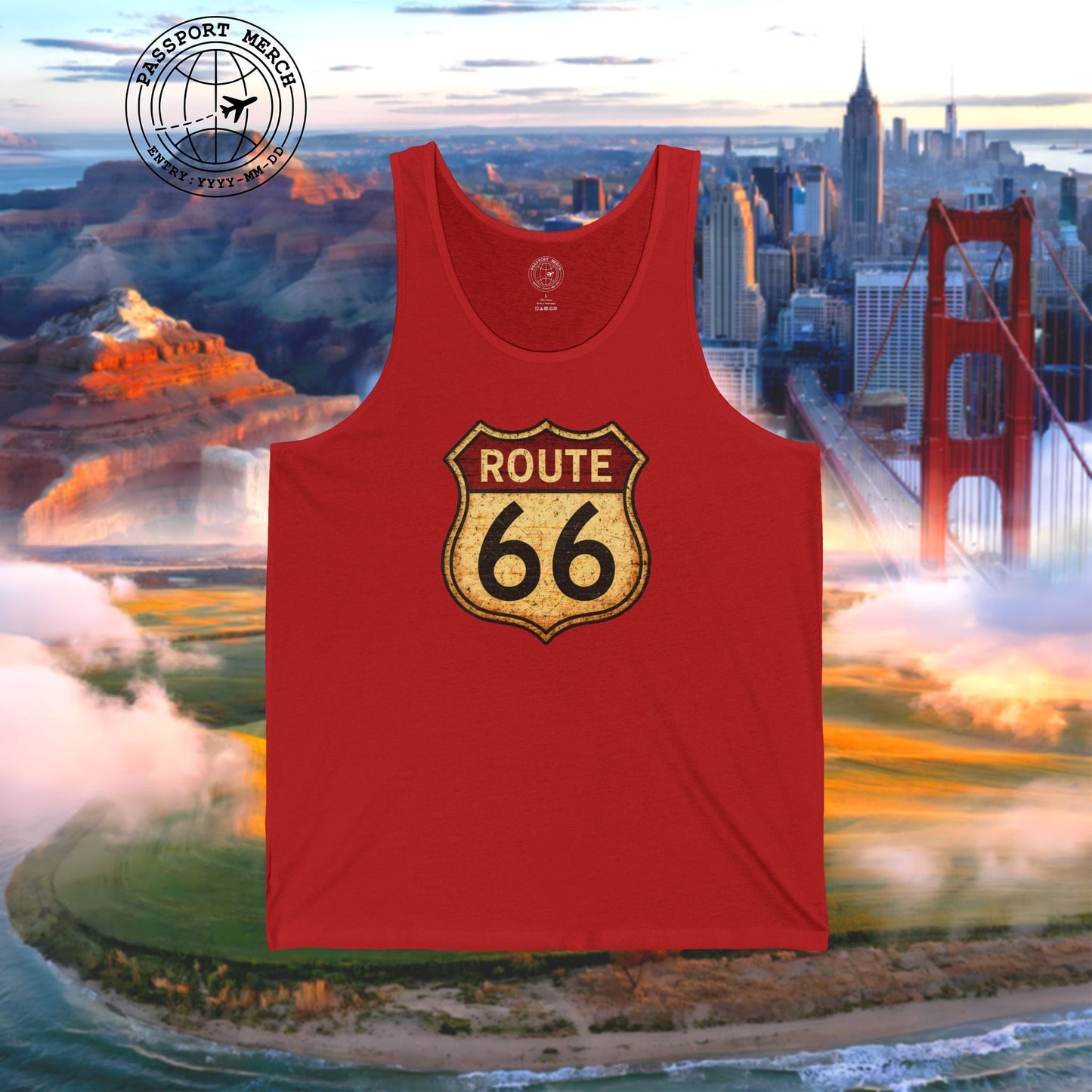 Signs of Wanderlust, Vintage Route 66, USA Tank Top