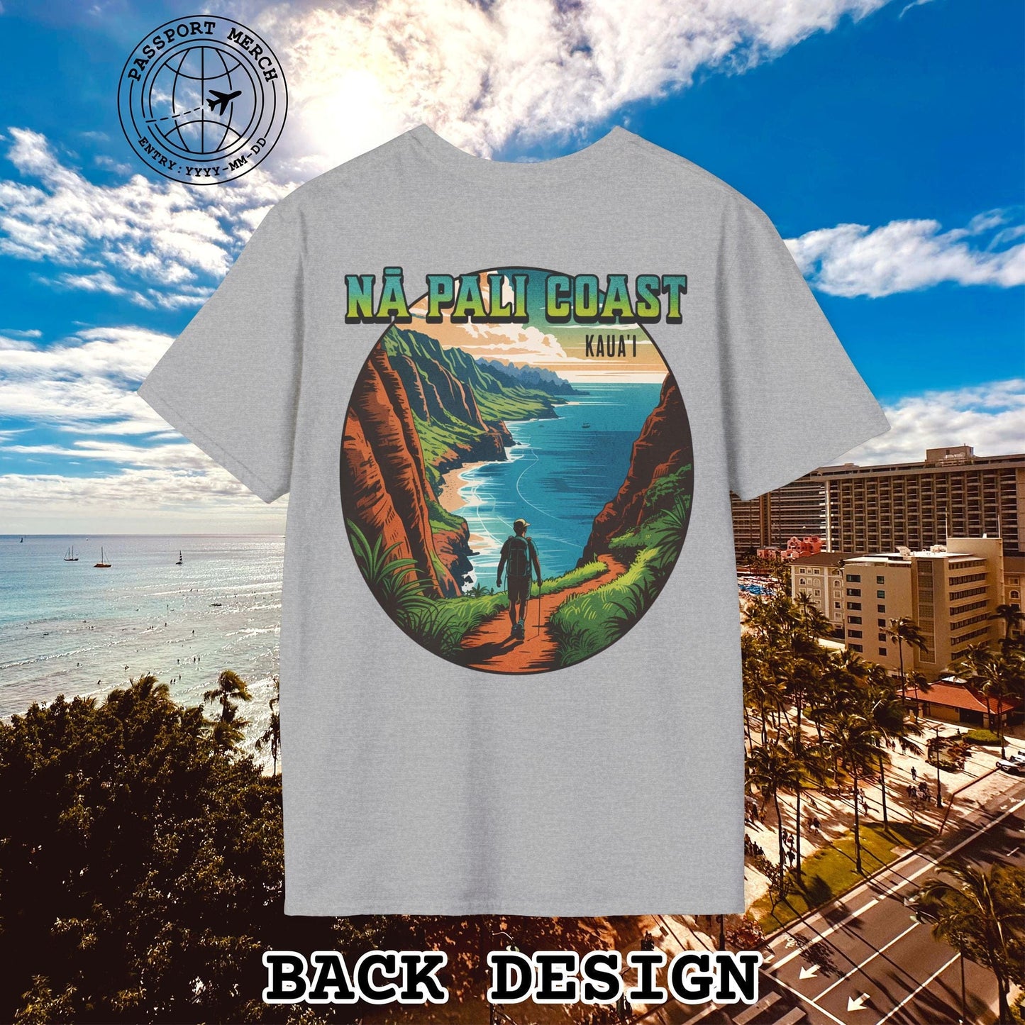 Napali Coast, Kauai, Hawaii, Back Print T-Shirt