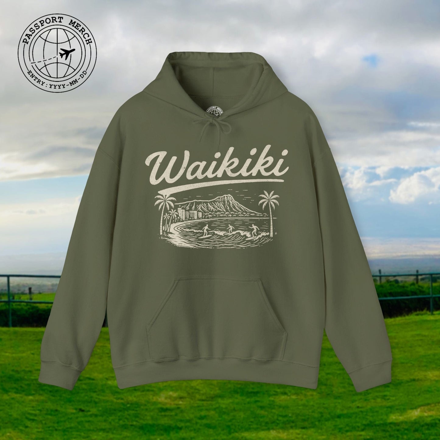 Monochrome Dreams of Waikiki, Hawaii Hoodie