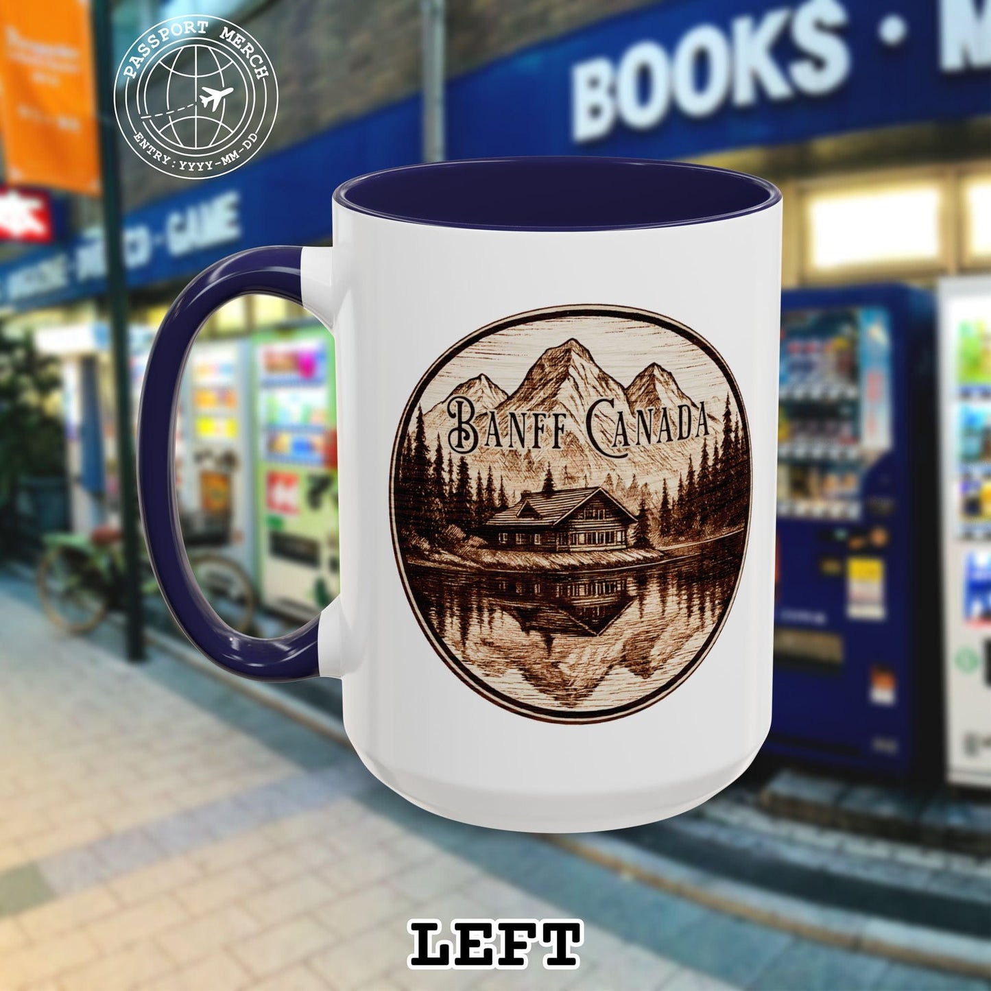 Wood Burned Badge, Banff Canada 15oz Mug