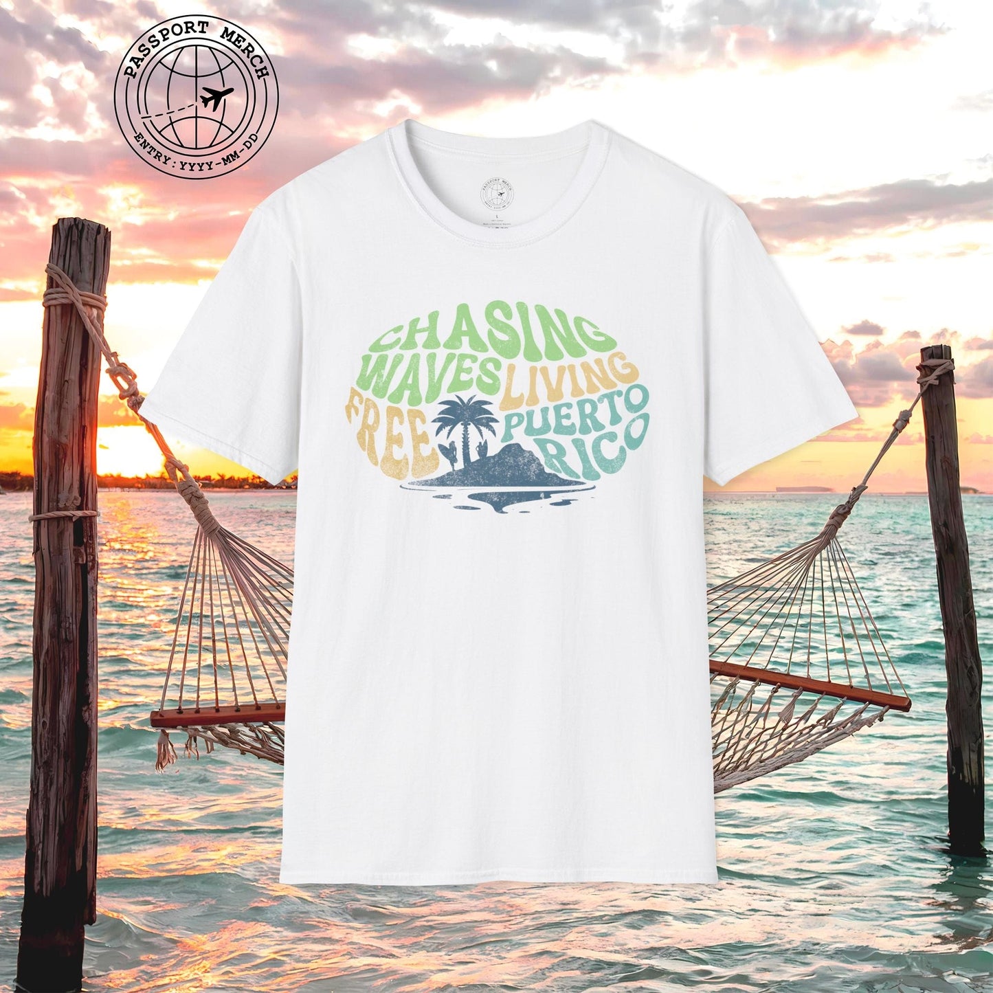 Chasing Waves Living Free Puerto Rico T-Shirt