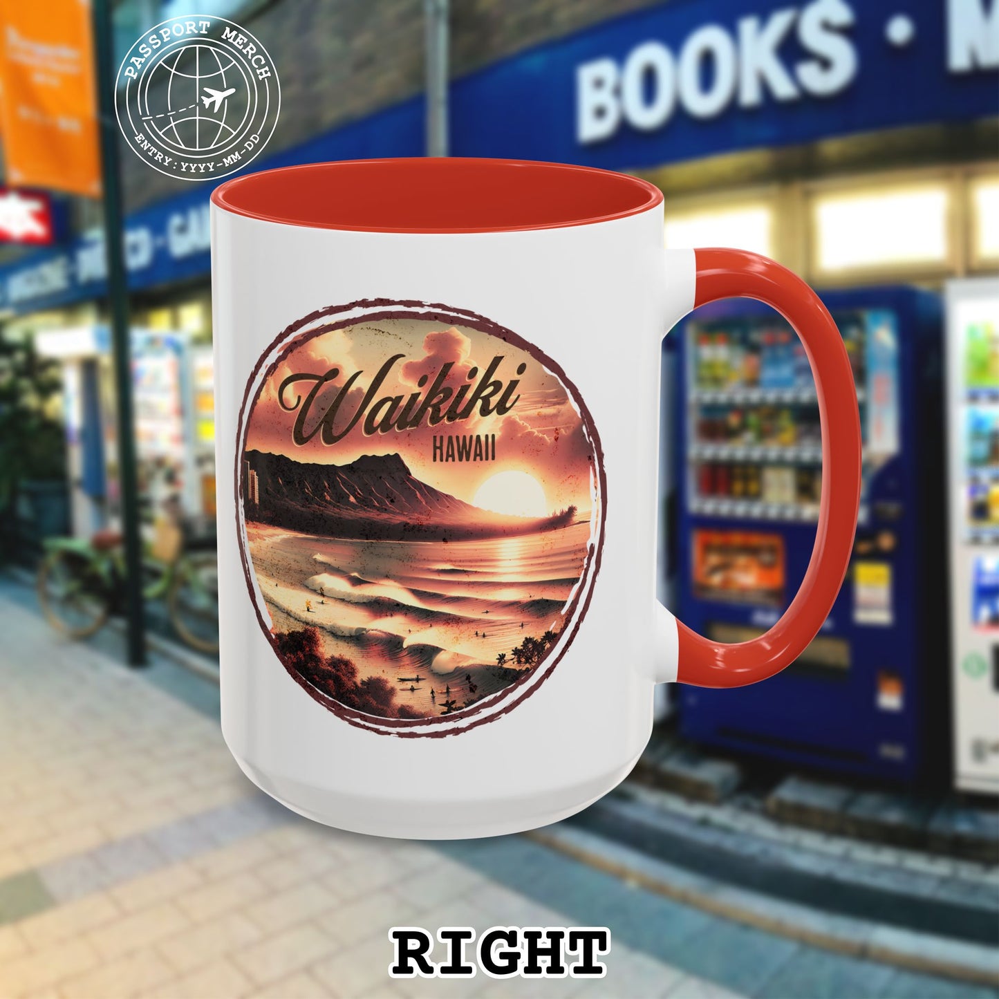 Vintage Nostalgia, Waikiki, Hawaii 15oz Mug