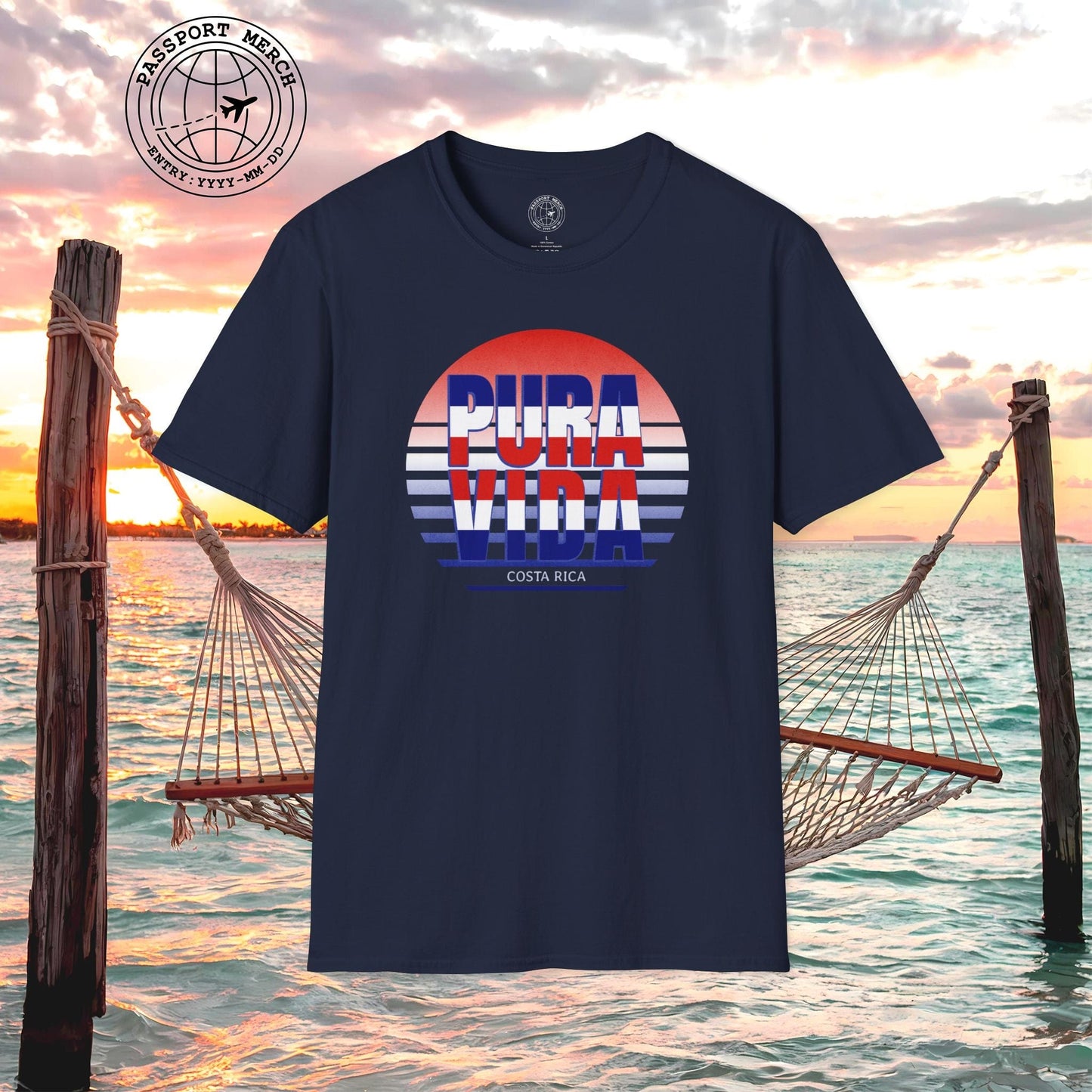 Pura Vida Patriotism Costa Rica Letter Flag T-Shirt