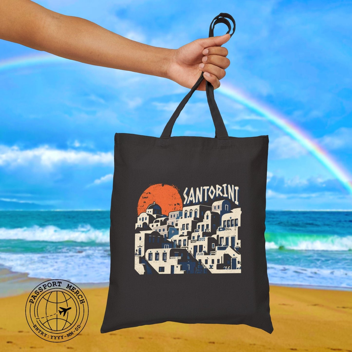 Santorini Shadows, Greece Tote Bag