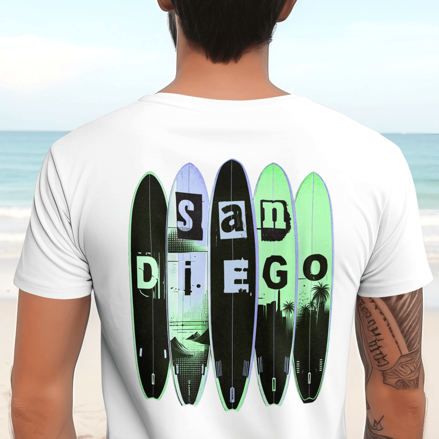 Surfboard Dreams San Diego, California, Back Print T-Shirt