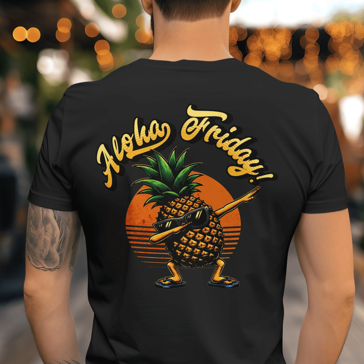 Aloha Friday Dabbing Pineapple Hawaii, Back Print T-Shirt