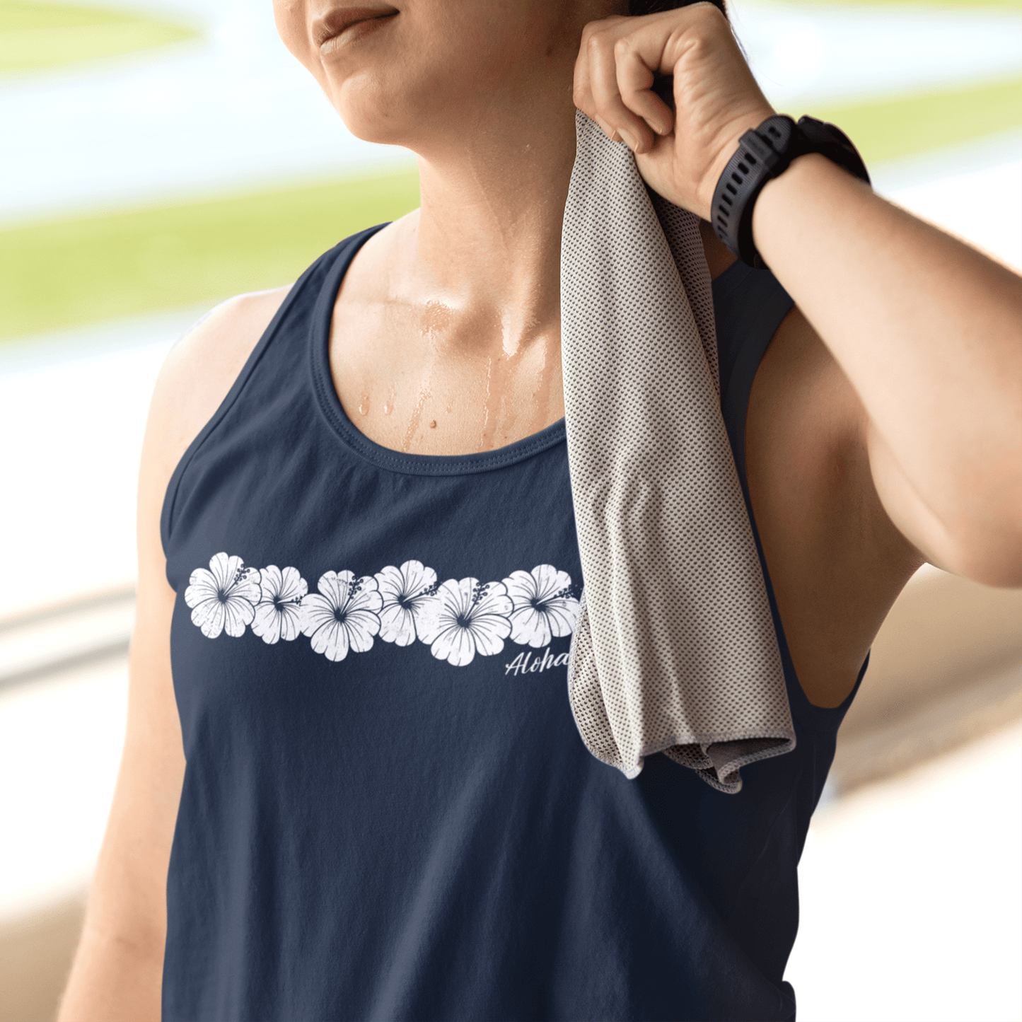Monochrome Hibiscus, Hawaii Tank Top
