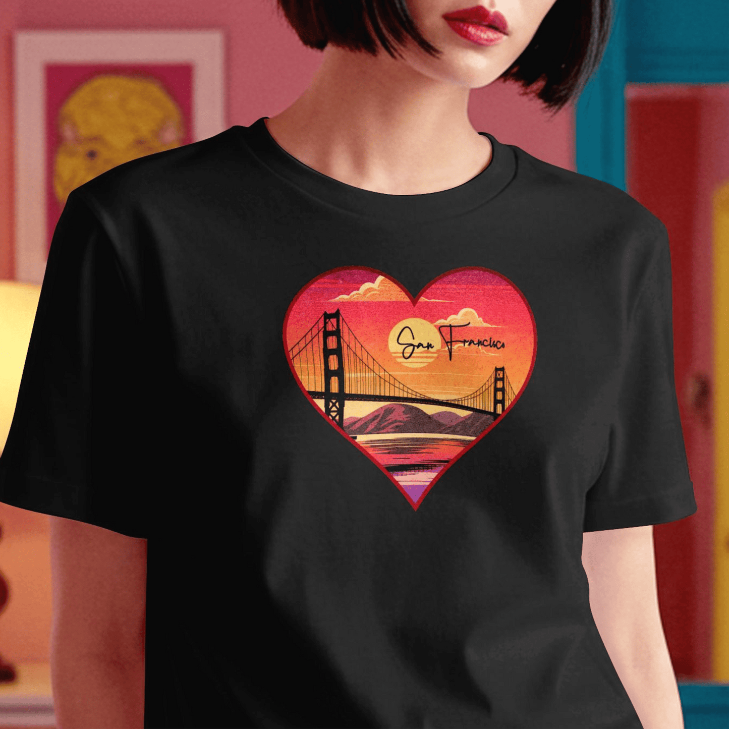 Retro San Francisco Heart, California T-Shirt