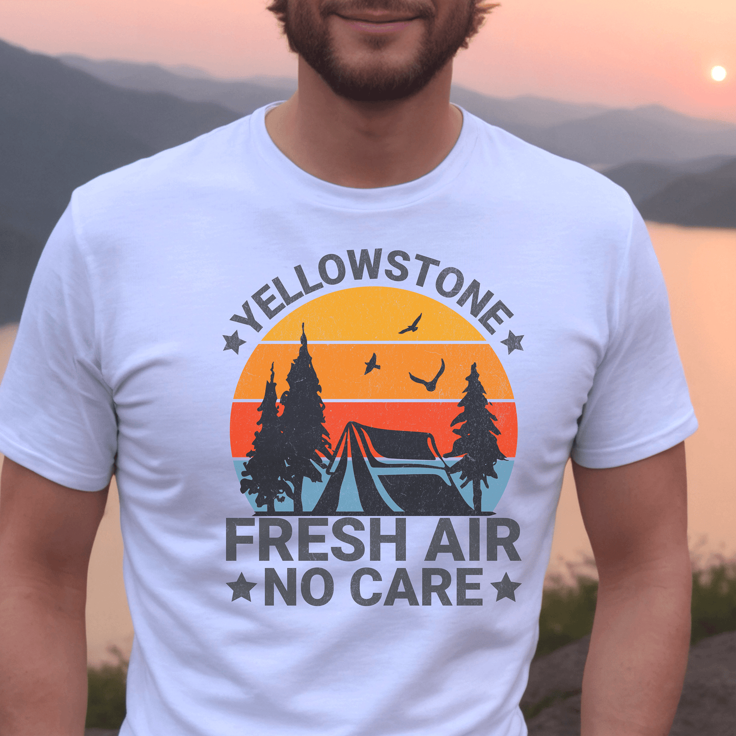 Yellowstone Fresh Air No Care Wyoming T-Shirt