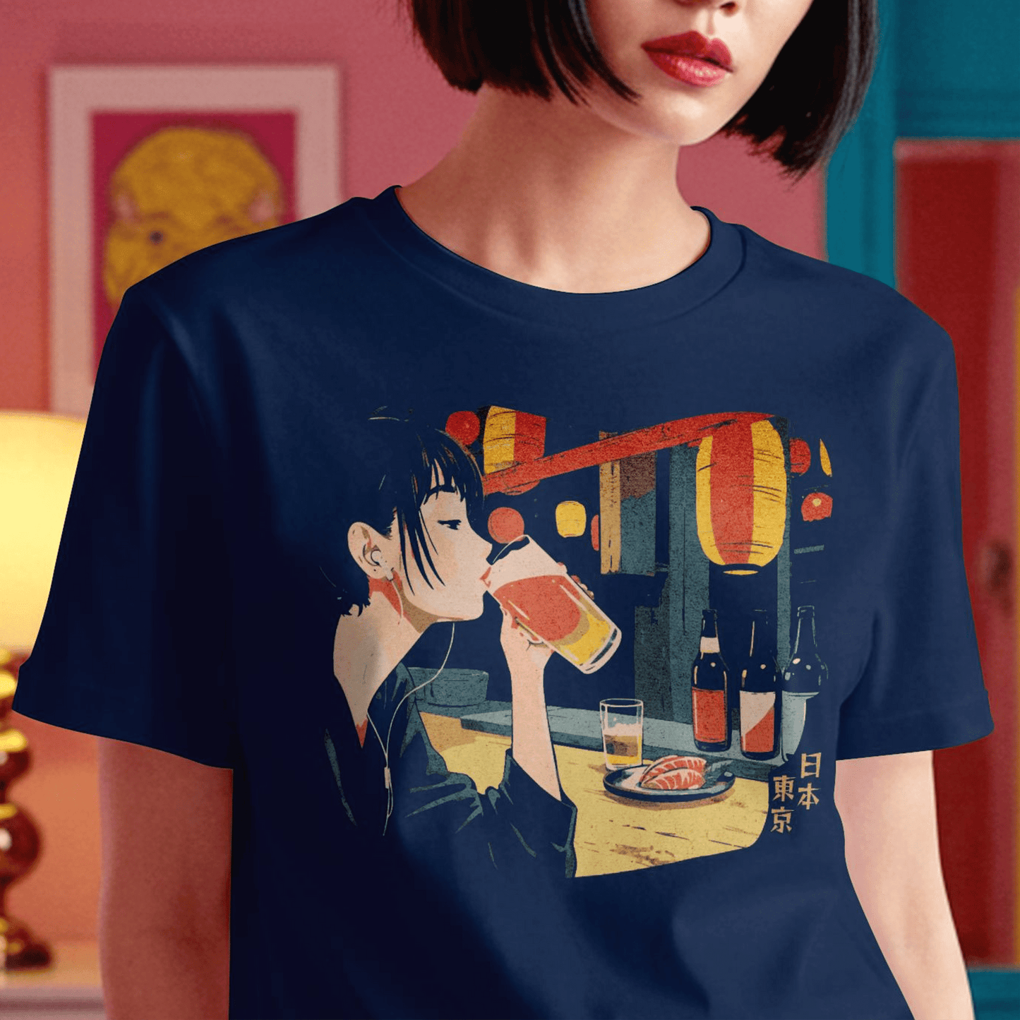 Woman Drinking in Shibuya, Tokyo, Japan T-Shirt