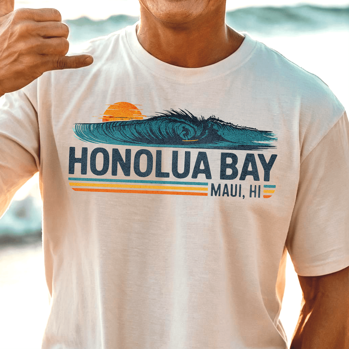 Honolua Bay, Maui, Hawaii - Vibrant Surf Retro T-Shirt