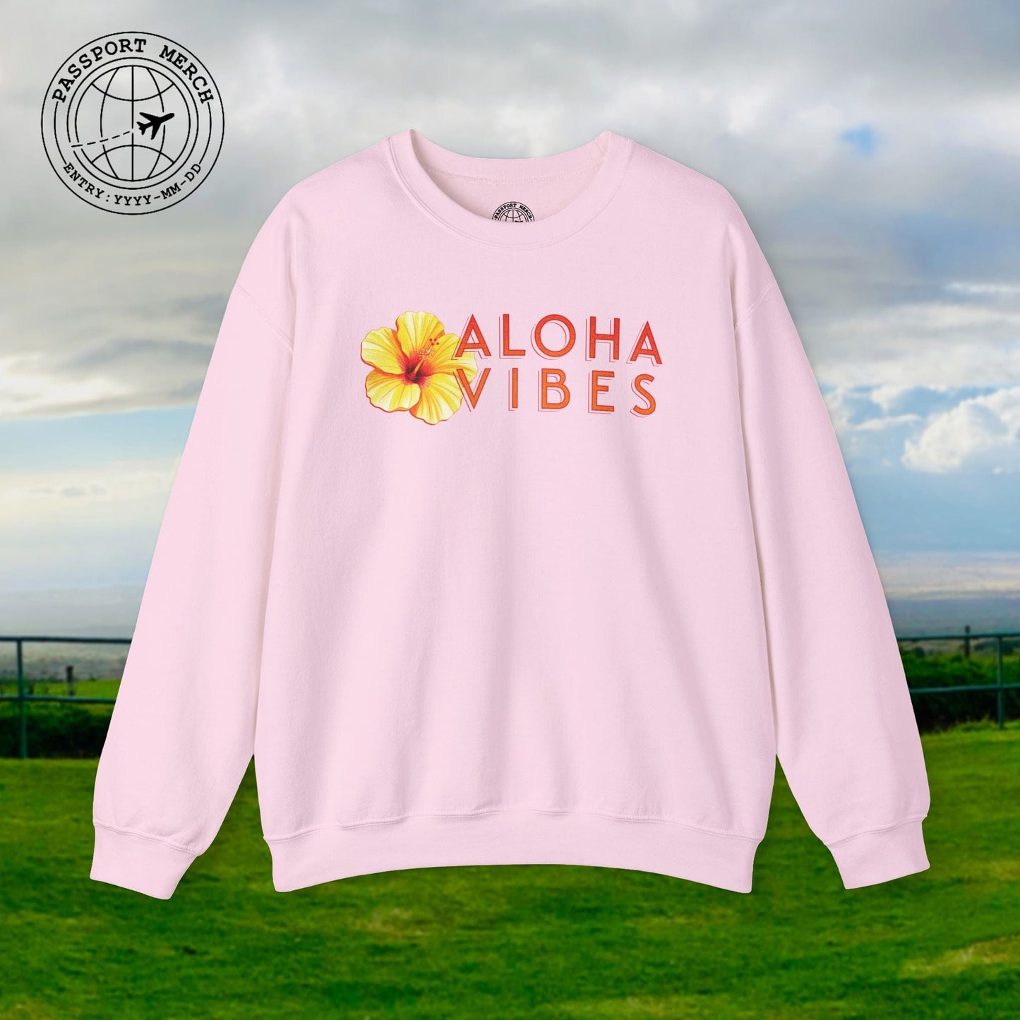 Sun-Kissed Hibiscus Aloha Vibes, Hawaii Crewneck