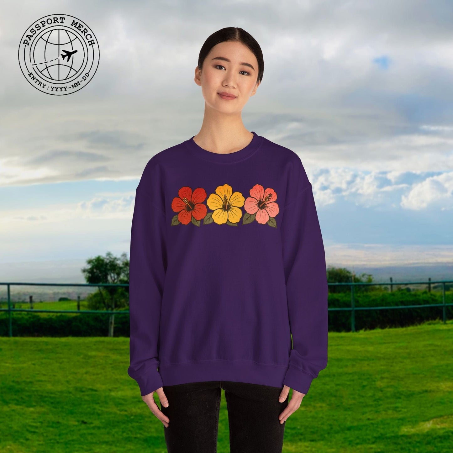 Three Vintage Hibiscus, Hawaii Crewneck