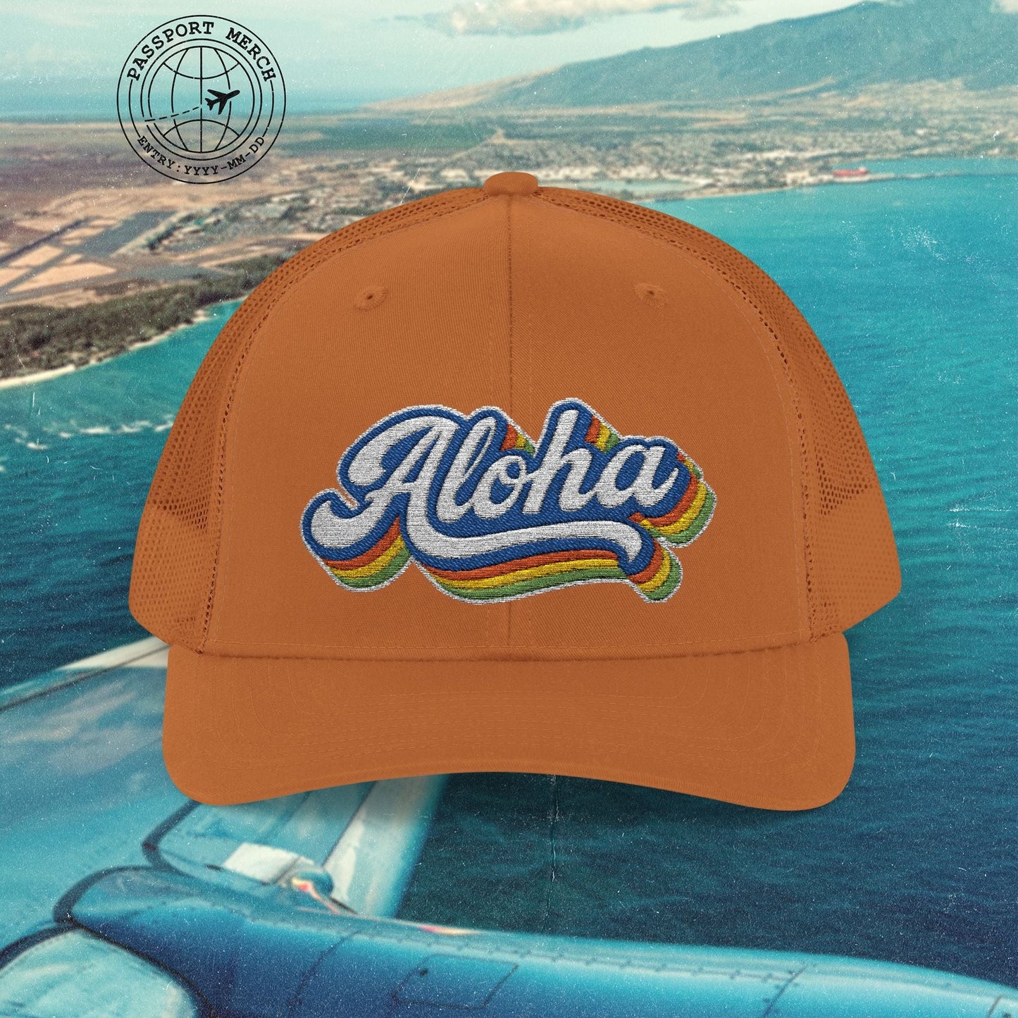 Classic 70s, Aloha, Hawaii Embroidered Trucker Hat