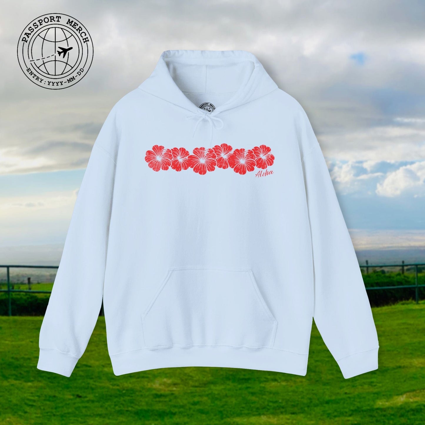 RED Monochrome Hibiscus, Hawaii Hoodie