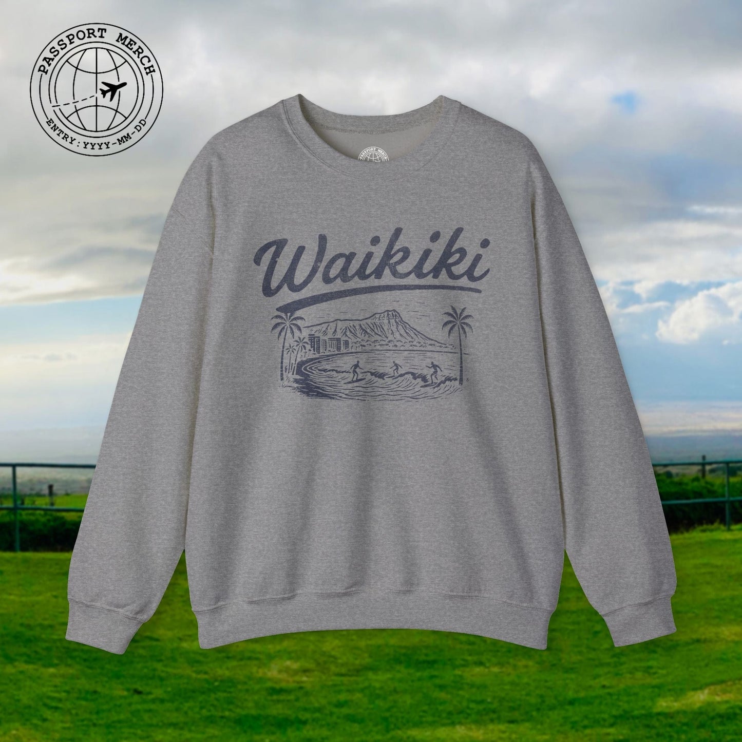 Monochrome Dreams of Waikiki, Hawaii Crewneck