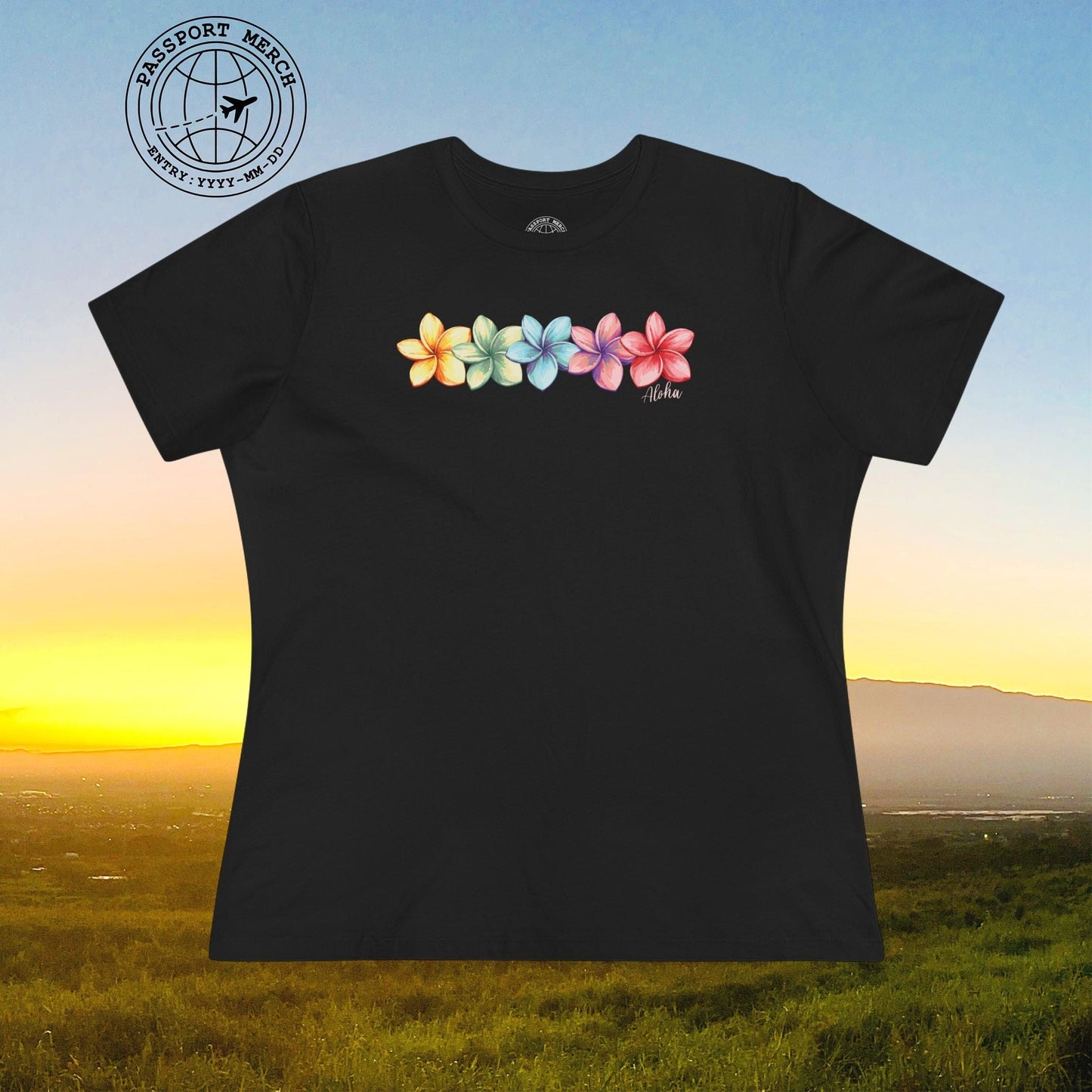 Five Vibrant Plumerias, Hawaii, Womens Fit T-Shirt