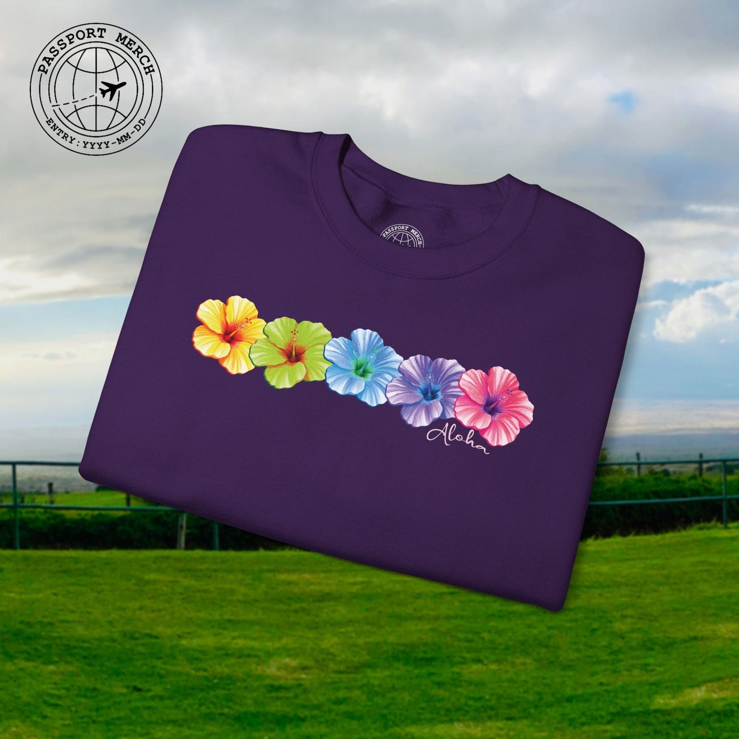 Five Vibrant Hibiscus, Hawaii Crewneck