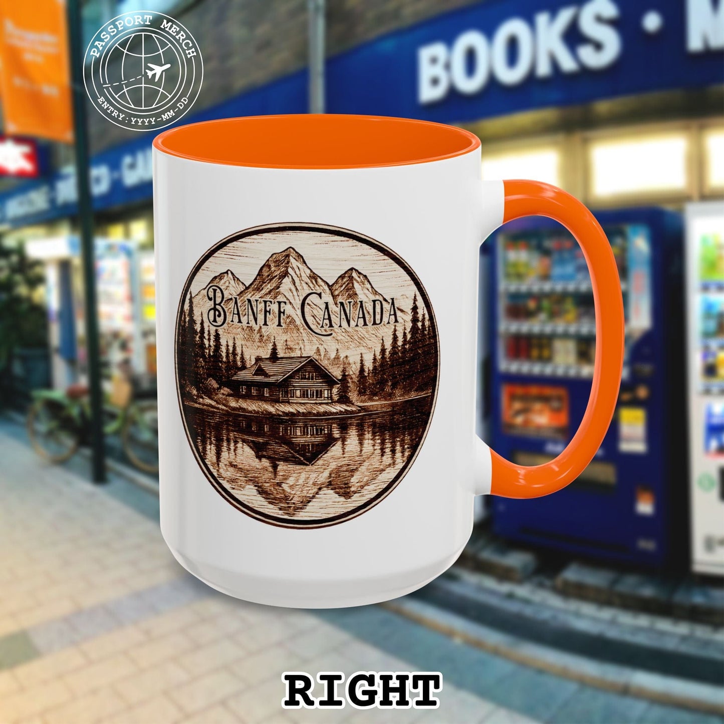 Wood Burned Badge, Banff Canada 15oz Mug