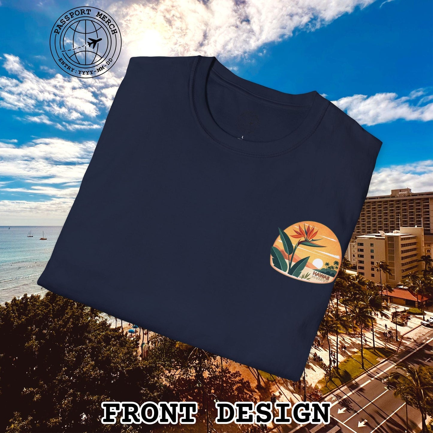 Retro (Bird of) Paradise Found, Hawaii, Back Print T-Shirt