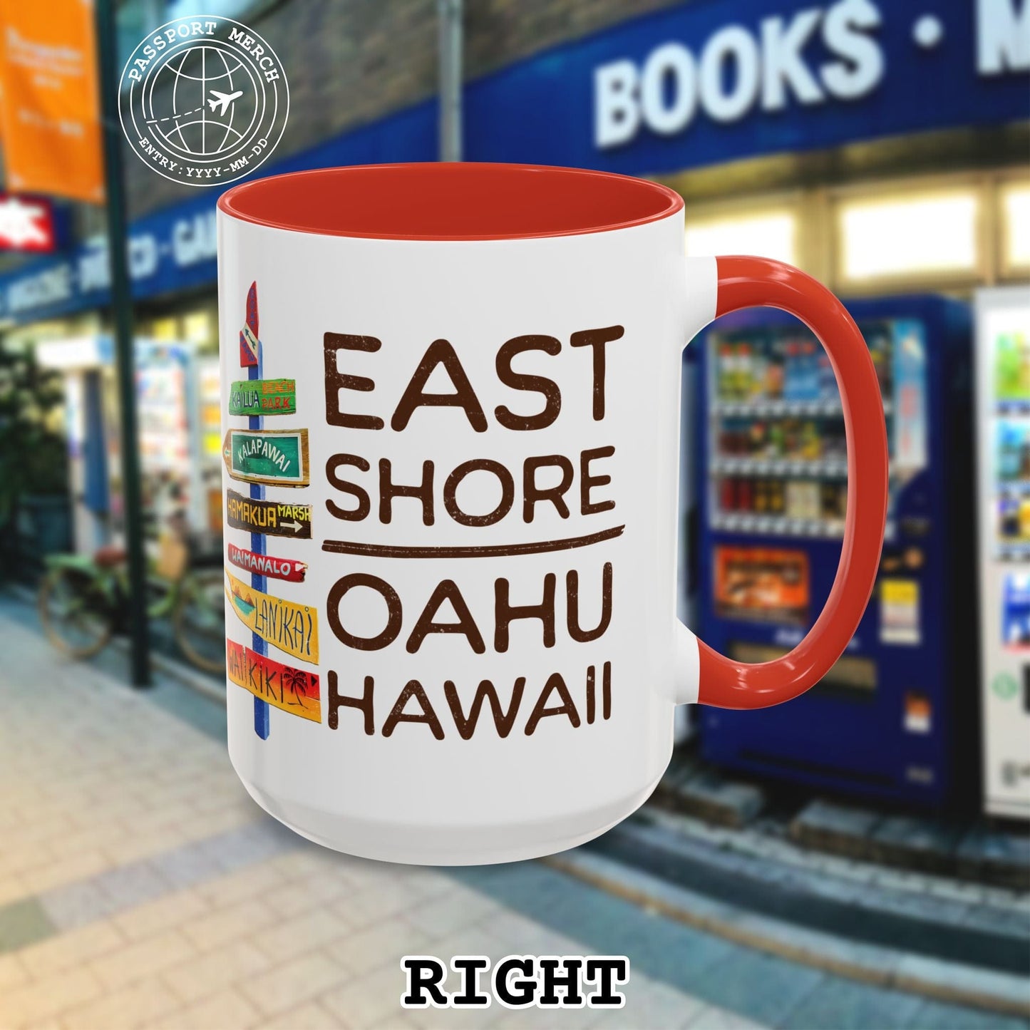 Signs of Wanderlust, East Shore, Oahu, Hawaii 15oz Mug