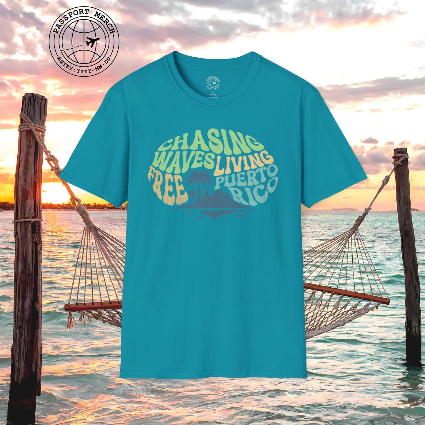 Chasing Waves Living Free Puerto Rico T-Shirt