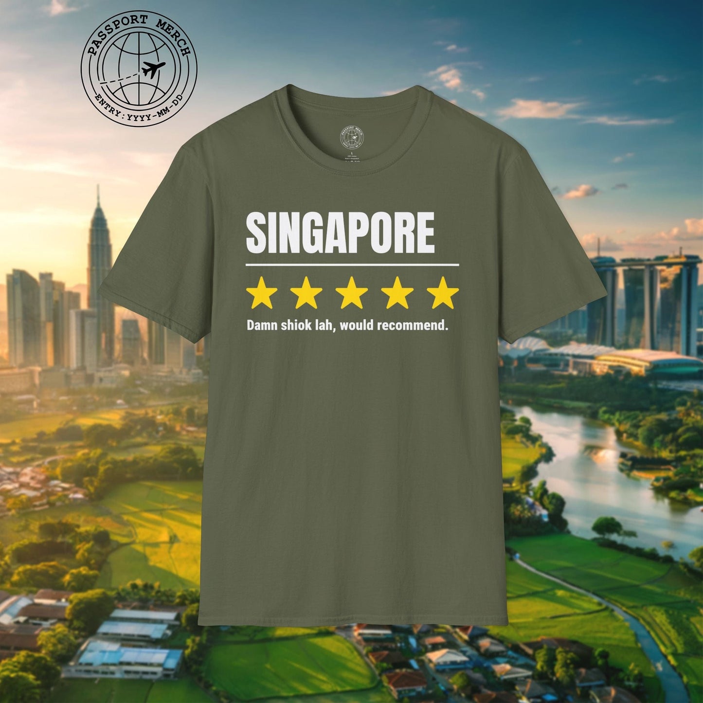 Damn Shiok Lah Five-Star Review, Singapore T-Shirt